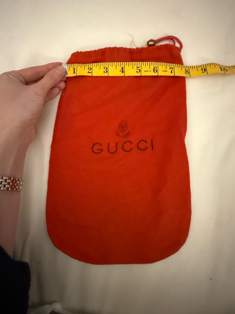 Gucci Red Velvet Logo Drawstring Pouch